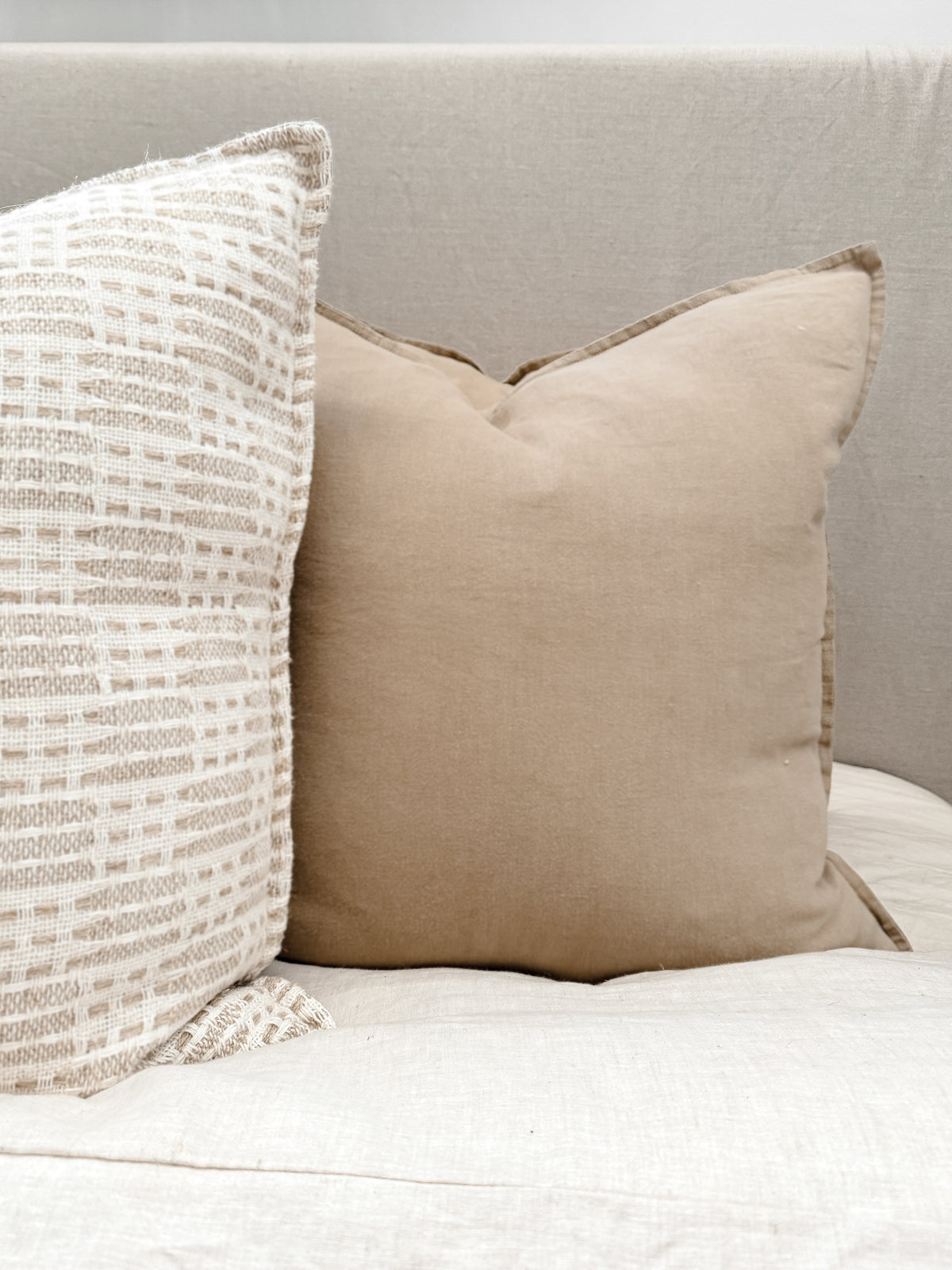 Remi Stonewashed Linen Cushion - Oak Cushions and Covers Wander & Wild 