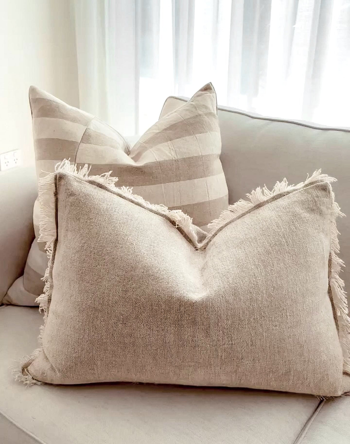 Riva French Linen Cushion - Oatmeal/Natural Cushions and Covers Wander & Wild 