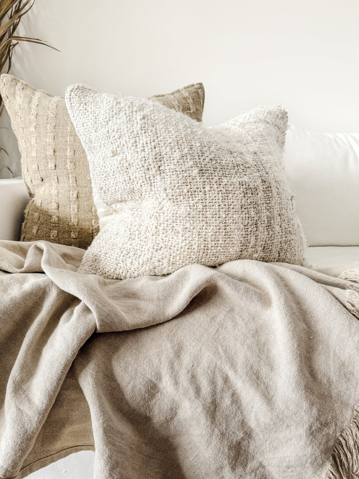 Wabi Recycled Linen Cushion -Ivory Cushions and Covers Wander & Wild 