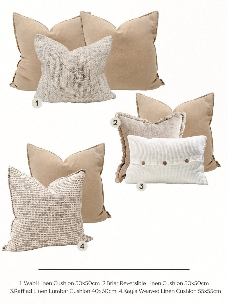 Remi Stonewashed Linen Cushion - Oak Cushions and Covers Wander & Wild 