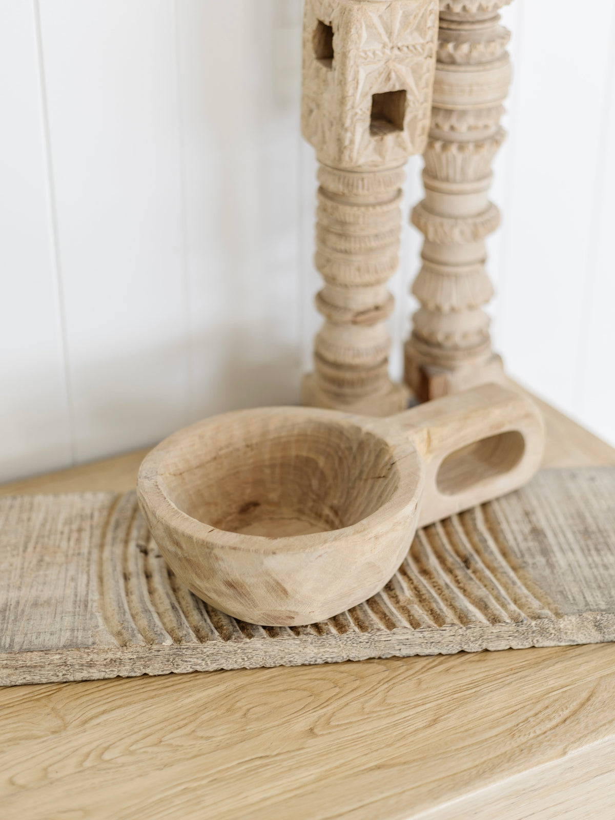 Indian Wooden Handled Display Dish -Round Home Decor Wander & Wild 