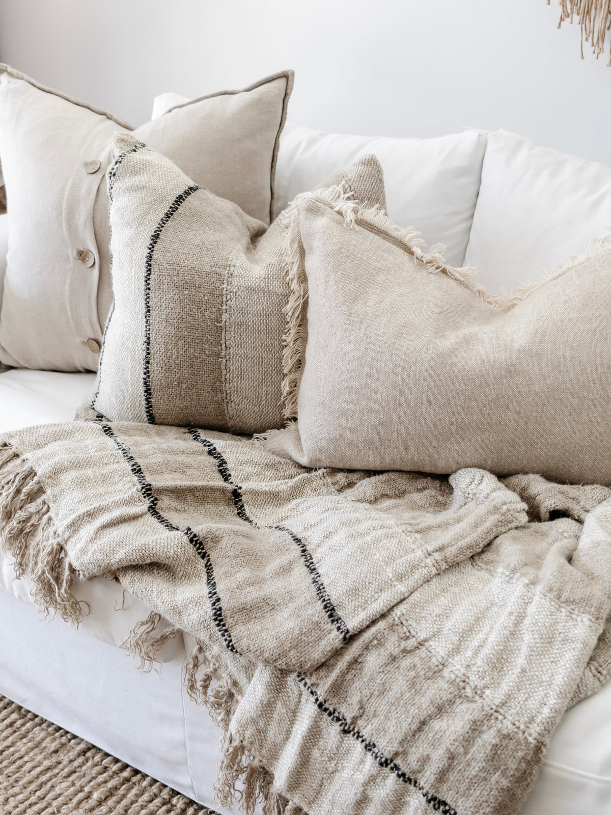 Riva French Linen Cushion - Oatmeal/Natural Cushions and Covers Wander & Wild 