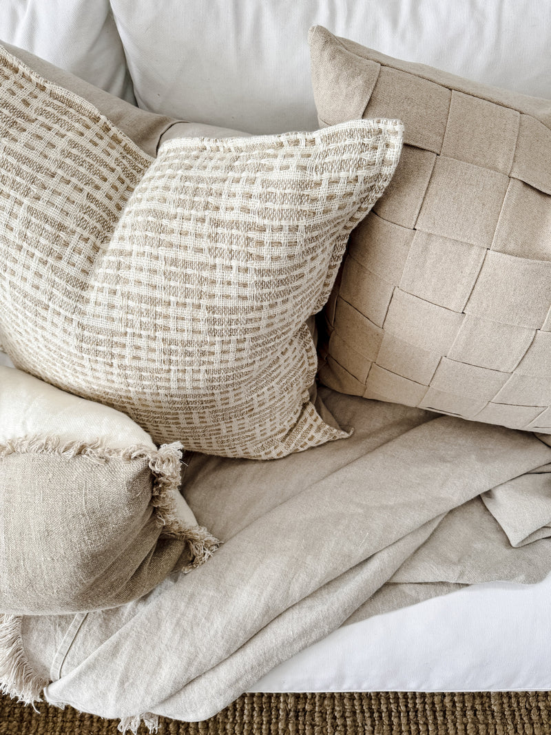 Kayla Weaved Linen Cushion Cushions and Covers Wander & Wild 