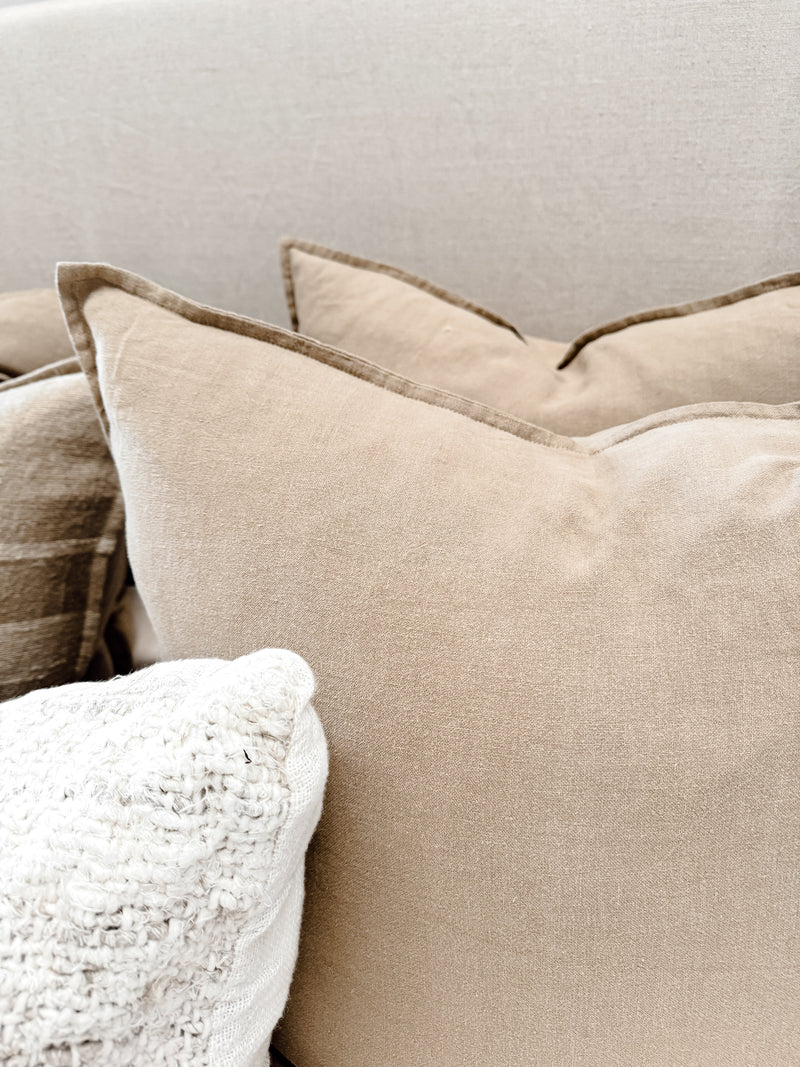 Remi Stonewashed Linen Cushion - Oak Cushions and Covers Wander & Wild 