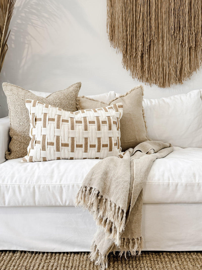 Malta Jute & Linen Weave Cushion Cushions and Covers Wander & Wild 