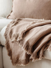 Petra Heavy Linen Throw - Clay Throwrugs Wander & Wild 