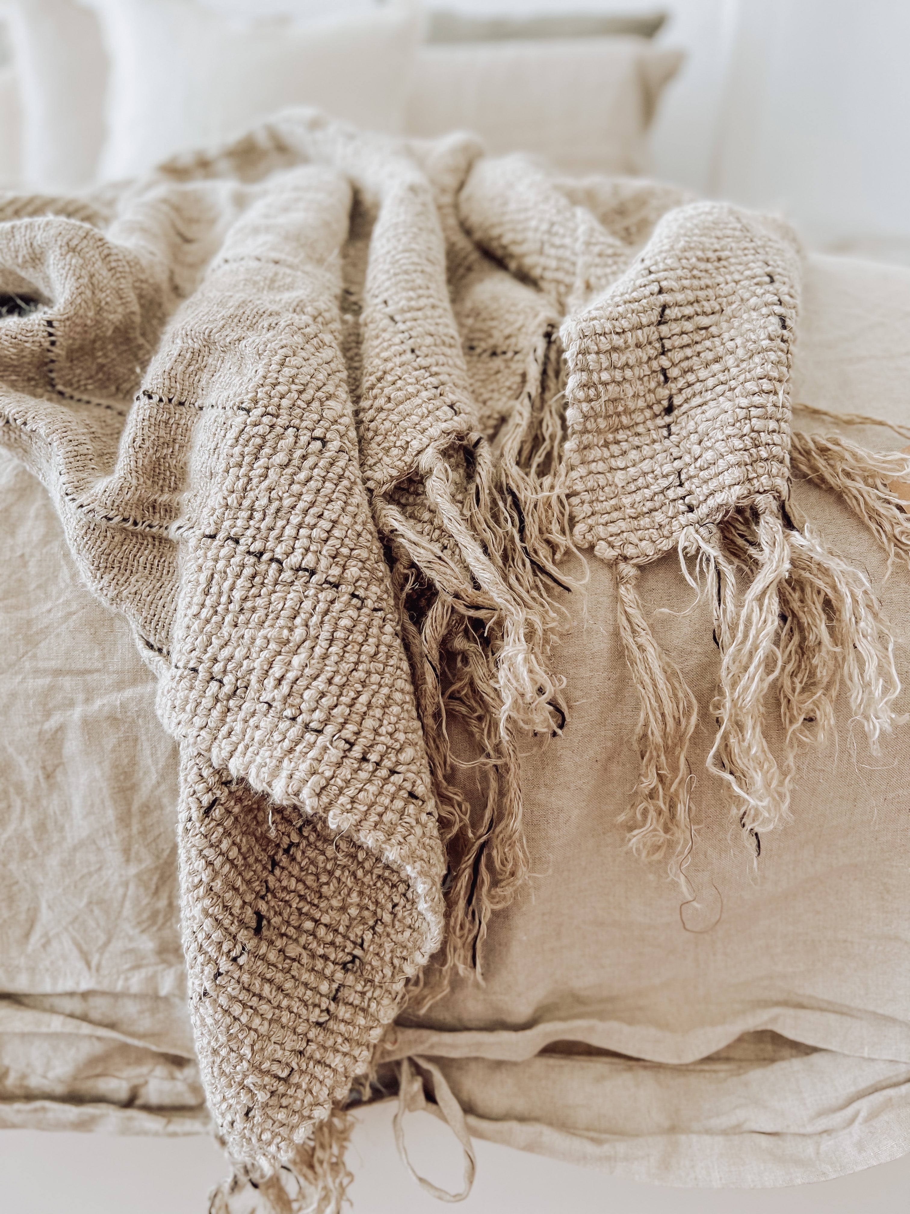 Mayla Linen Cotton Throw Natural Wander Wild